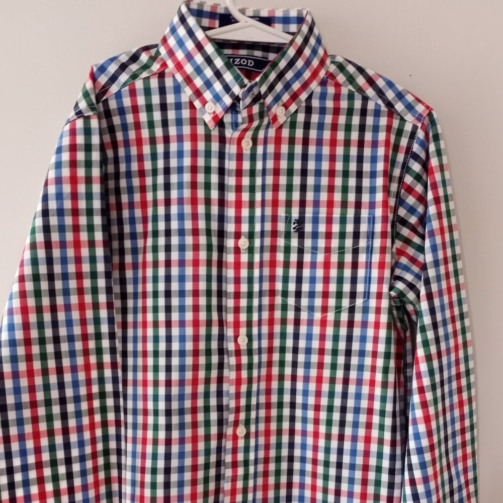'IZOD' Long Sleeve Shirt NWT SIZE M 10-12 White/Red/Navy/Green/Blue Check NWT